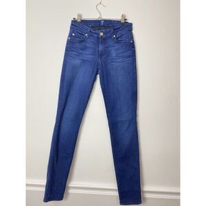 7 For All Mankind 26 Jeans Mid Rise Skinny Dark Wash Skinny Denim Mom Blue